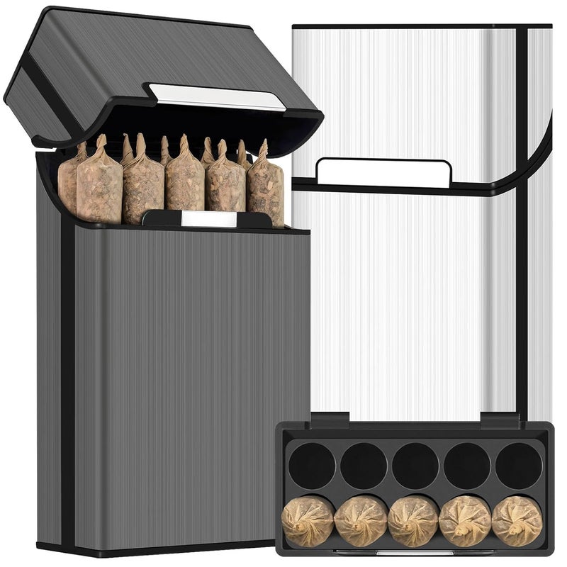 roygra (عبوة 2) حافظة مخروطية بحجم ملكي، علبة سجائر 10 فتحات للسجائر العادية أو بحجم الملك، صندوق تخزين بسعة 10 لملحقات التدخين للورق المدحرج مسبقًا - Image 1